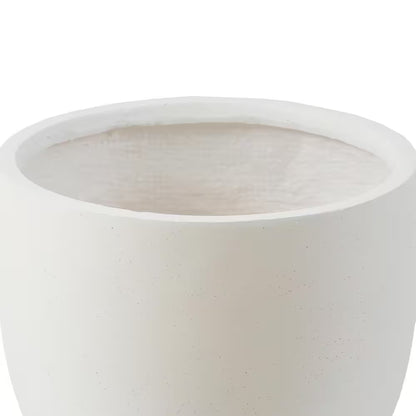 17.2 In. H round Tapered White Mgo Composite Planter Pot