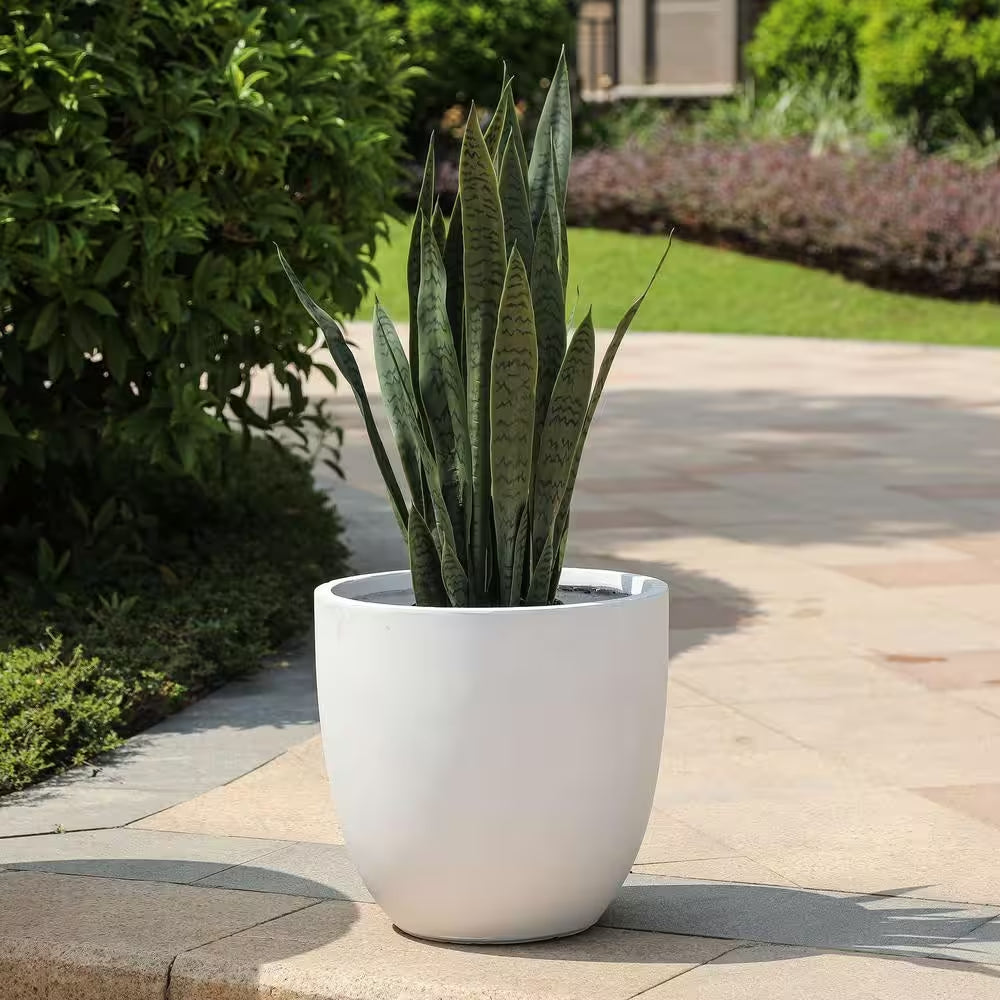 17.2 In. H round Tapered White Mgo Composite Planter Pot