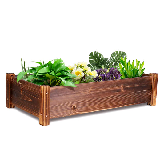 Large Rectangular Wooden Planters Garden Outdoor Flower Plant Herbs Pot Boxes