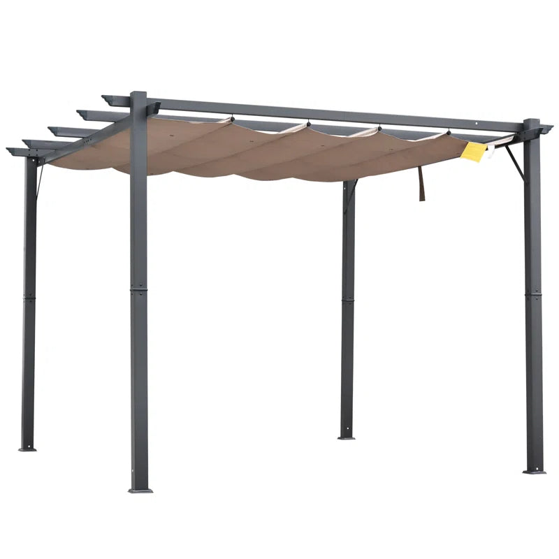 Pergola with Retractable Shade Canopy, Aluminum