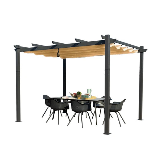 Atlantics Outdoor Retractable Pergola with Sun Shade Canopy 10' X 13'