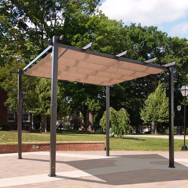 Pergola with Retractable Shade Canopy, Aluminum