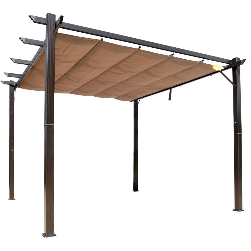 Pergola with Retractable Shade Canopy, Aluminum