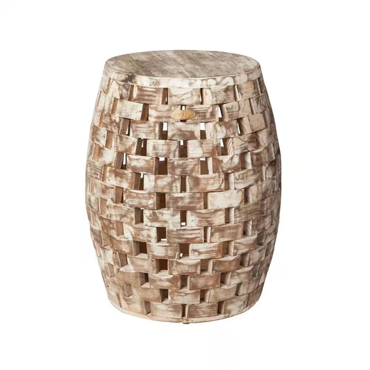 Maya Oval Wood Outdoor Garden Stool