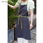 Gerring New Japanese Apron Woman Cotton Linen Dress Loose Sleeveless Art Kitchen Breathable Aprons for Women with Pocket