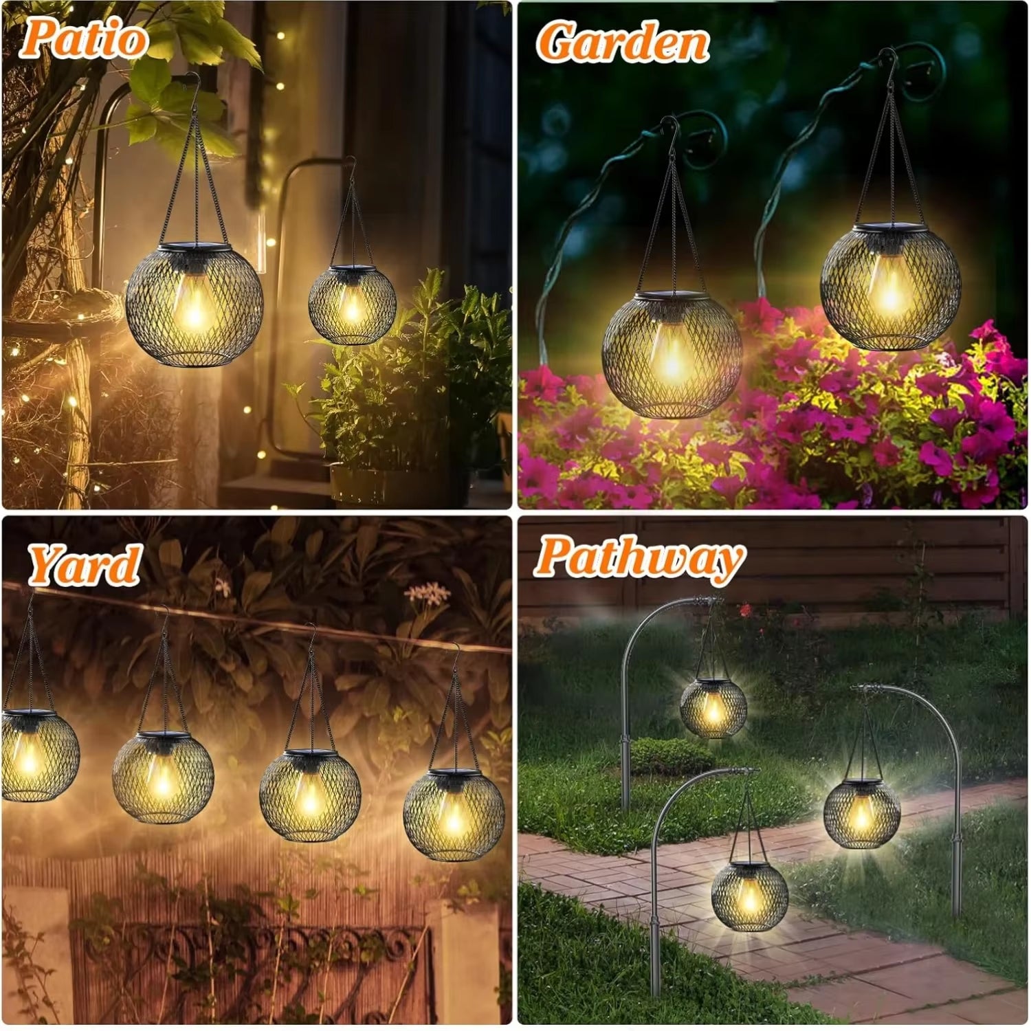 2PCS Solar Lights,Outdoor Hanging Solar Lights,Waterproof Solar Decorative Lights,Garden Courtyard Terrace Lighting Solar Lights