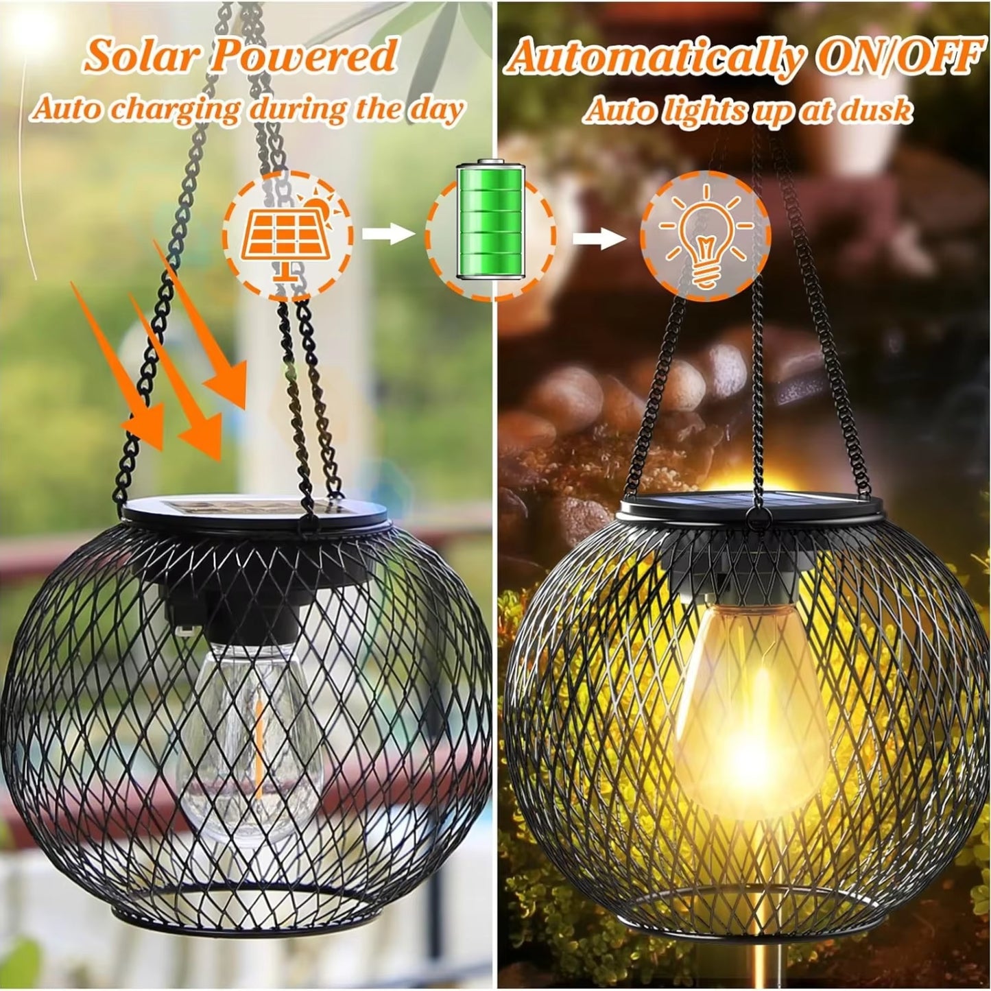 2PCS Solar Lights,Outdoor Hanging Solar Lights,Waterproof Solar Decorative Lights,Garden Courtyard Terrace Lighting Solar Lights