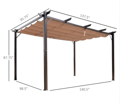 Pergola with Retractable Shade Canopy, Aluminum