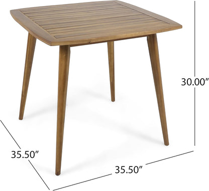 Outdoor Square Acacia Wood Dining Table with Straight Legs, Teak