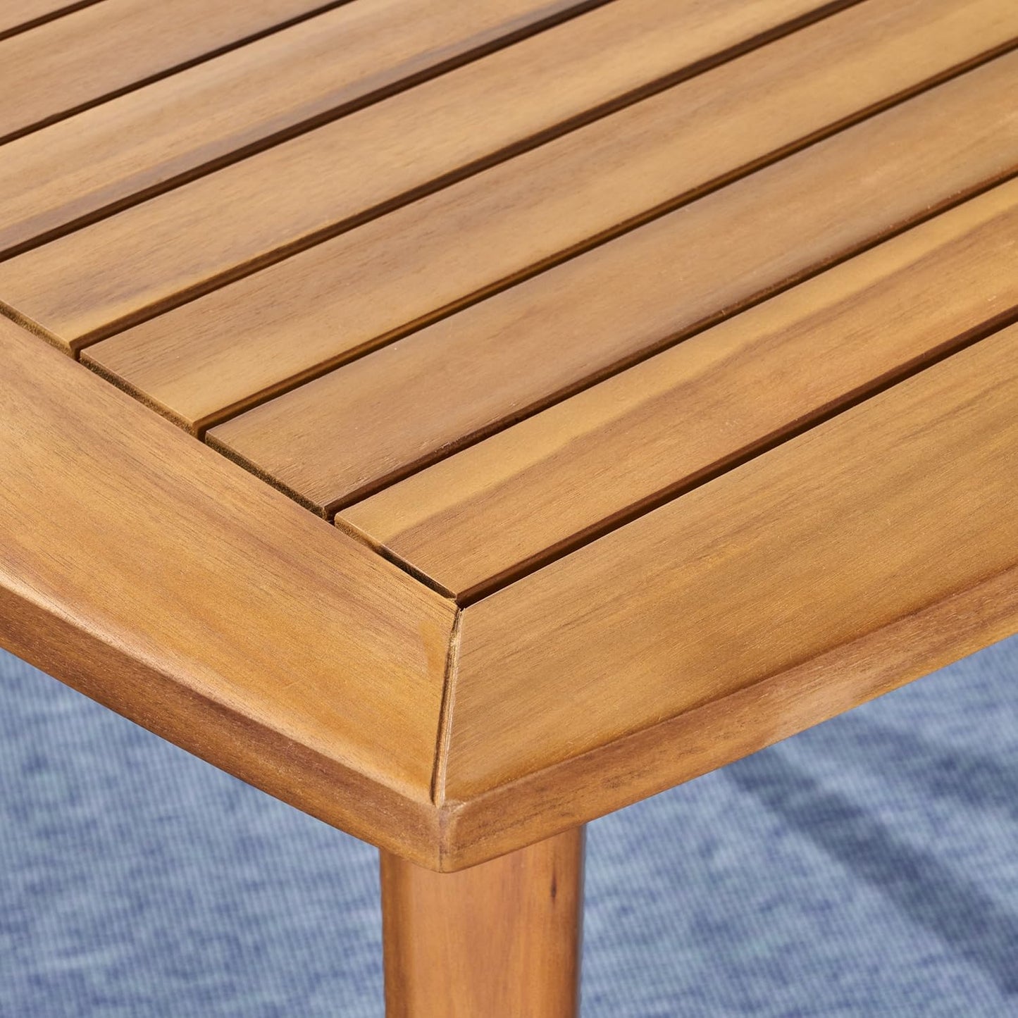 Outdoor Square Acacia Wood Dining Table with Straight Legs, Teak