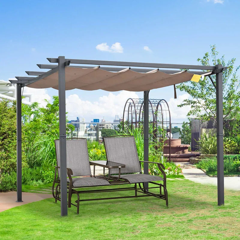 Pergola with Retractable Shade Canopy, Aluminum